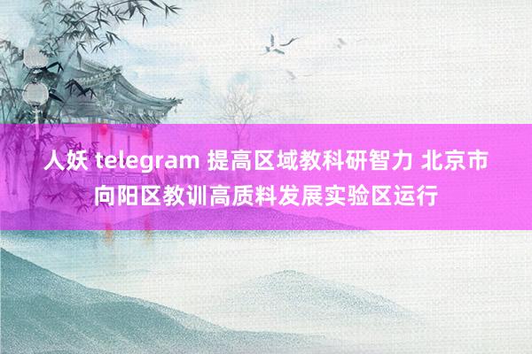 人妖 telegram 提高区域教科研智力 北京市向阳区教训高质料发展实验区运行