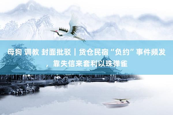 母狗 调教 封面批驳｜货仓民宿“负约”事件频发，靠失信来套利以珠弹雀
